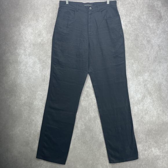 Kenneth Cole NY 100% Linen Pants Women’s Fits 32W x 33.5L Black Straight Leg - Picture 1 of 7